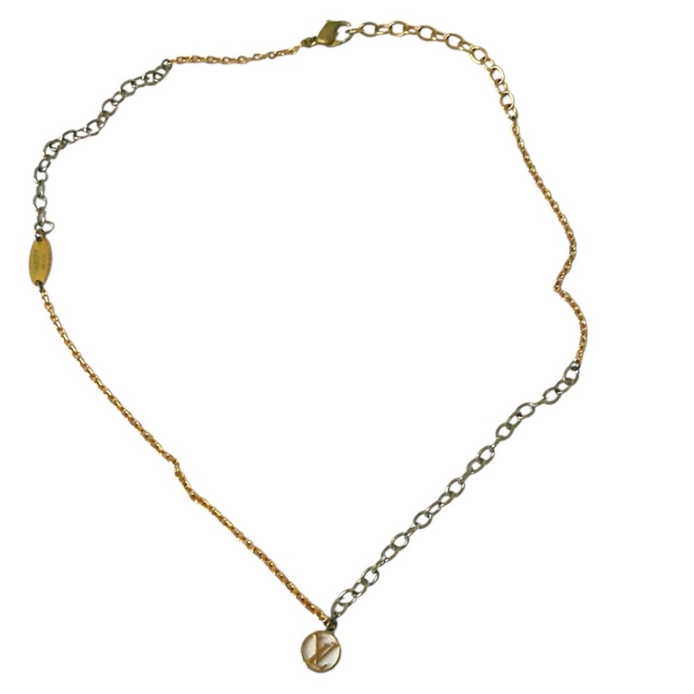 Louis Vuitton Logomania Gold and Silver Necklace with LV Pendant